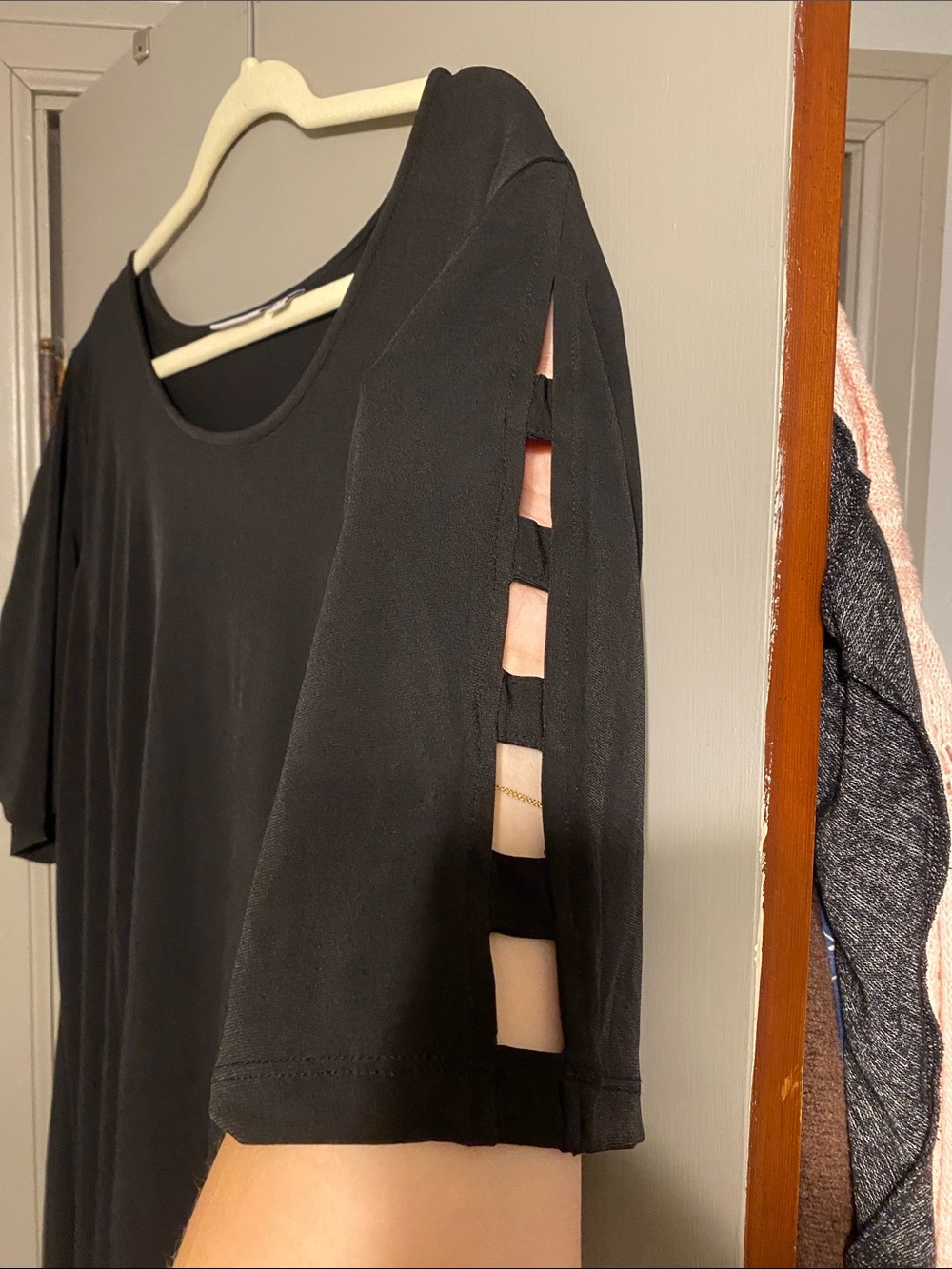 Susan Graver Black Scoop Neck Dress with Sleeve Cutout - Picture 3 of 3